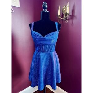 B Smart Royal Blue Glitter Dress Lined Party Homecoming Prom Junior Sz 5